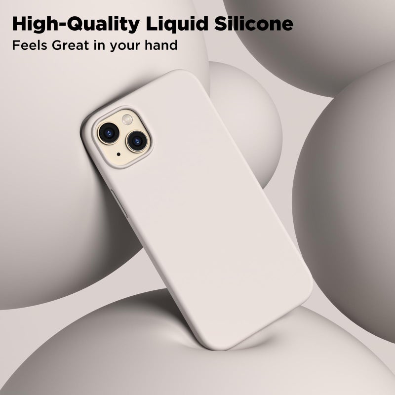 COFFKER for iPhone 13 Phone Case with [2X Screen Protectors], Liquid Silicone Shockproof Protective with Soft Anti-Scratch Microfiber Lining Slim Thin Case for iPhone 13 6.1 inch, Stone - Image 4