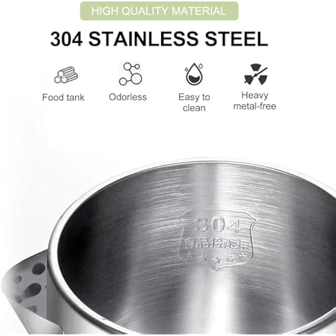 AoMige 304 Stainless Steel Electric Kettle 2L Double Layer AntiScald Cordless Kettle W360Degree Cord Design HeaterAuto ShutOffQuickly BoilBoilDry Protection For Daily Hot Drink Metal Kettle 2L628 - Image 5