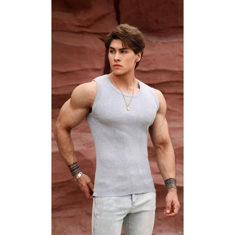 2024 Teenager Hong Kong Style Trendy Sleeveless Short Sleeve Popular Simple All-Match Vest Waistcoat Fitness Shirt - Image 3