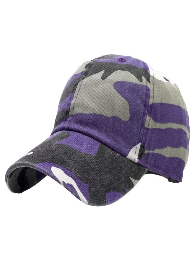 Utmost Unisex Classic Low Profile Cotton Baseball Cap Plain Blank Camoflauge Soft Unconstructed Adjustable Size Dad Hat (Camo Purple) - Image 1