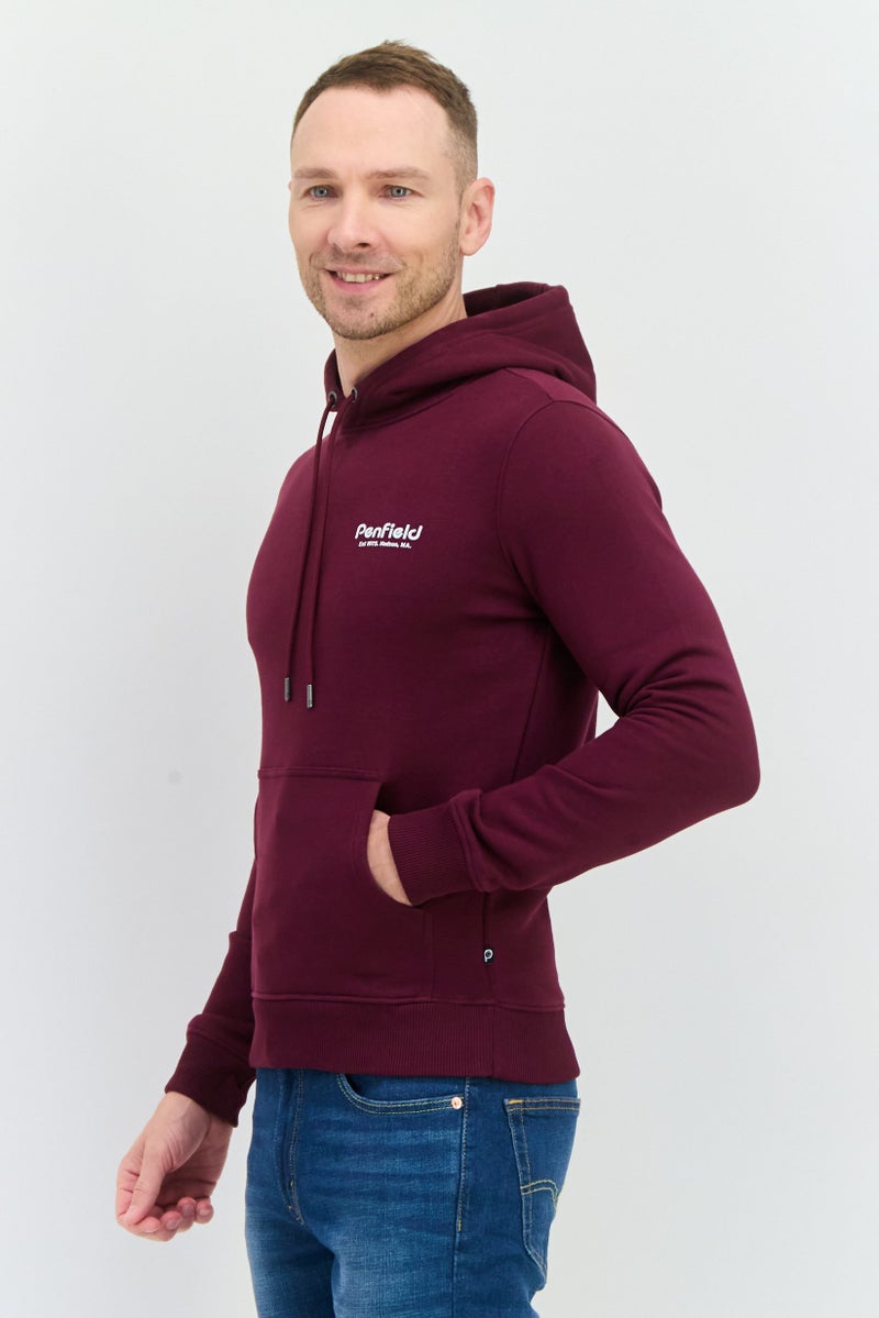 Penfield سويت شيرت بقلنسوة بأكمام طويلة للرجال بشعار العلامة التجارية، مارون - Image 3