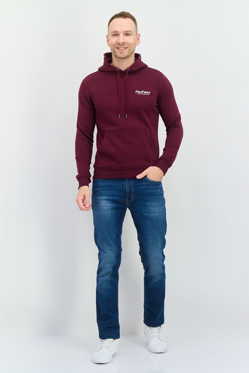 Penfield سويت شيرت بقلنسوة بأكمام طويلة للرجال بشعار العلامة التجارية، مارون - Image 2