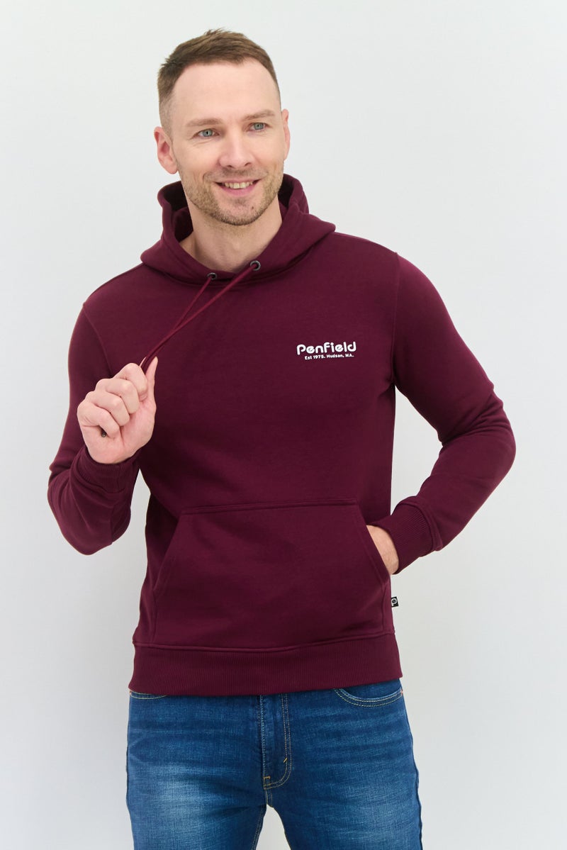 Penfield سويت شيرت بقلنسوة بأكمام طويلة للرجال بشعار العلامة التجارية، مارون - Image 1