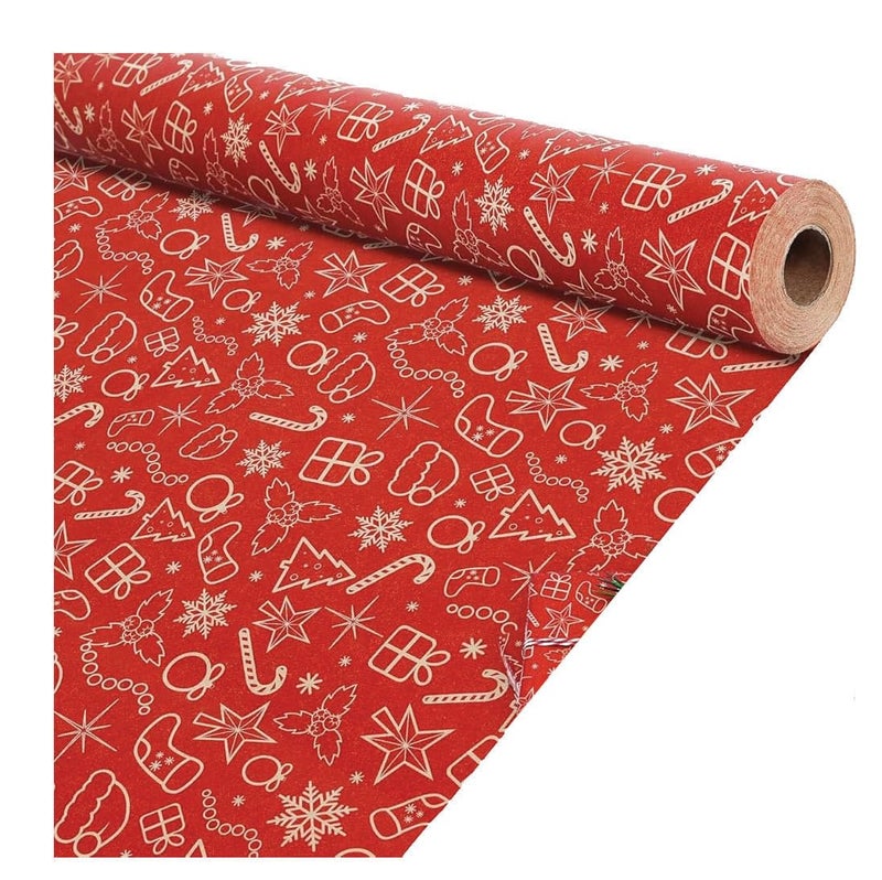 High-quality gift paper RED for Christmas, 1 sheet, size (50 x 70).