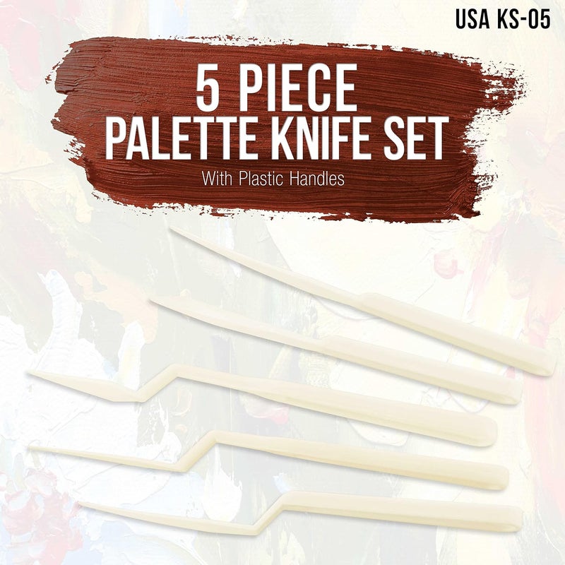 US Art Supply 5Piece Plastic Artist Palette Knife Set - Image 2