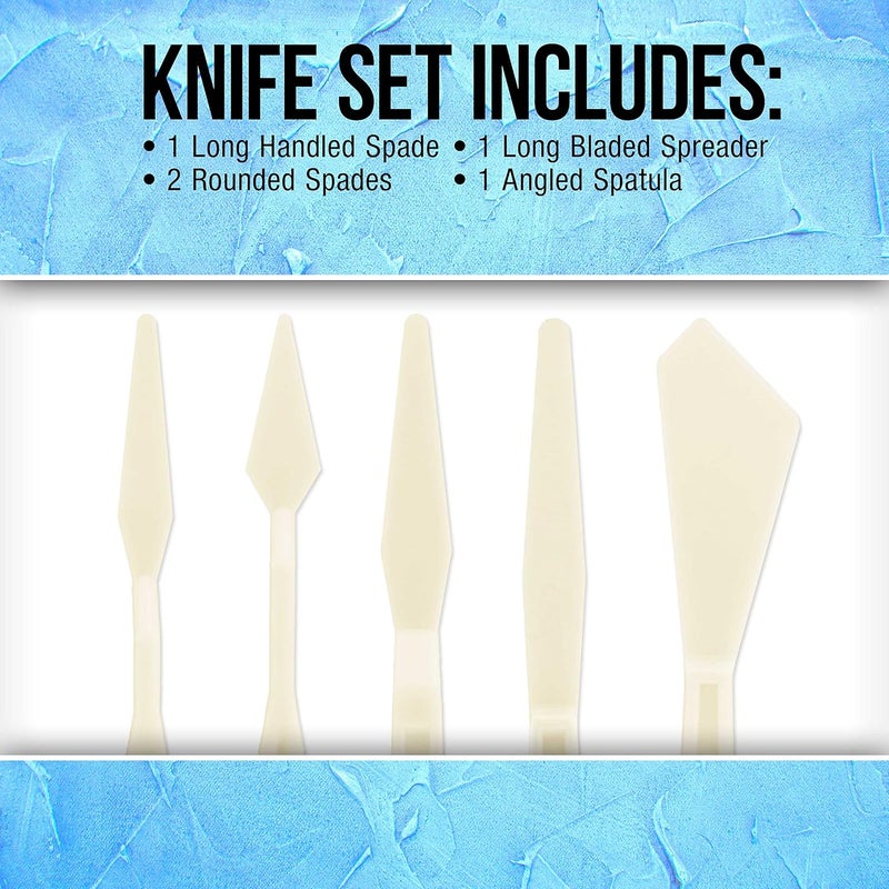 US Art Supply 5Piece Plastic Artist Palette Knife Set - Image 3