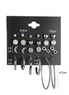 Ant 12 Pairs Hypoallergenic Fashion Stud Earrings Set for Women ,Large Ear Ring&Moon Ear Piercing, Multi-StylesEarring Jewelry Silver  - Image 2