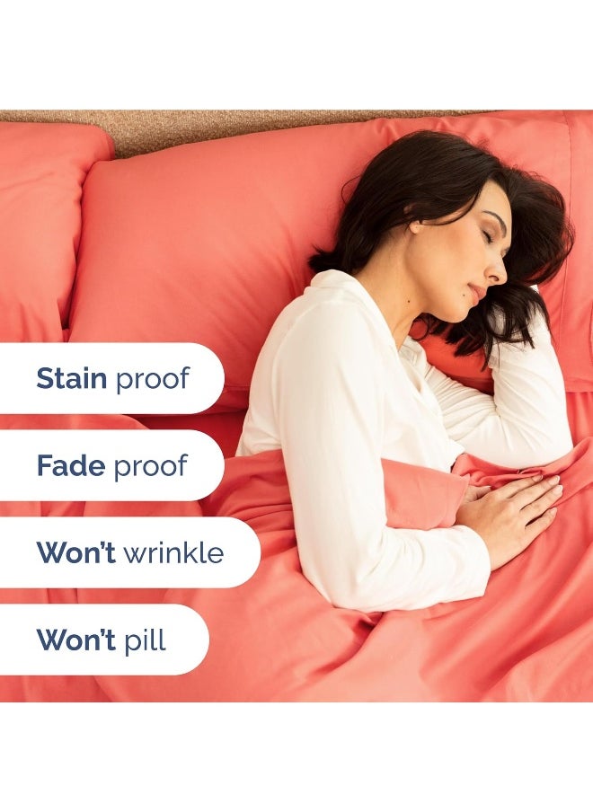 CGK Unlimited - Extra Deep Twin XL Sheet Set - 4 Piece Breathable & Cooling Sheets - Hotel Luxury Bedding Set with 18-24 Inch Extra Deep Pockets - Easy Fit - Super Soft, Wrinkle Free and Comfy - Coral, Twin XL Size - Image 1