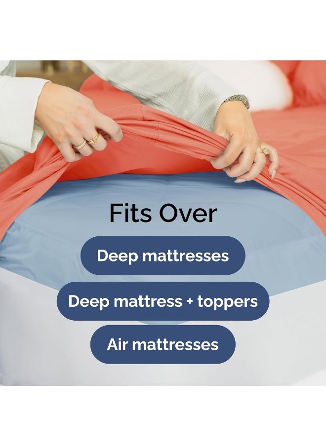 CGK Unlimited - Extra Deep Twin XL Sheet Set - 4 Piece Breathable & Cooling Sheets - Hotel Luxury Bedding Set with 18-24 Inch Extra Deep Pockets - Easy Fit - Super Soft, Wrinkle Free and Comfy - Coral, Twin XL Size - Image 1