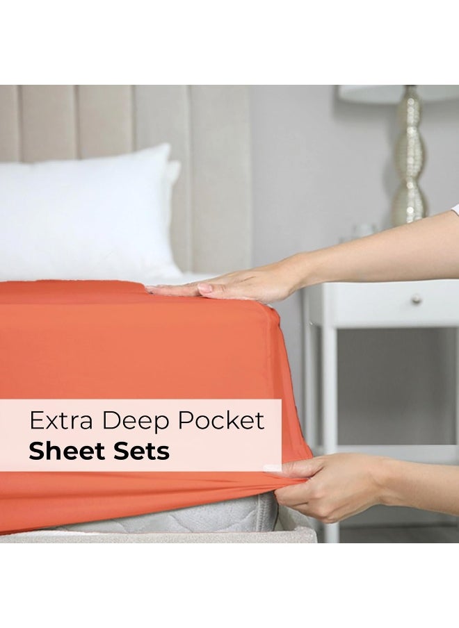 CGK Unlimited - Extra Deep Twin XL Sheet Set - 4 Piece Breathable & Cooling Sheets - Hotel Luxury Bedding Set with 18-24 Inch Extra Deep Pockets - Easy Fit - Super Soft, Wrinkle Free and Comfy - Coral, Twin XL Size - Image 1