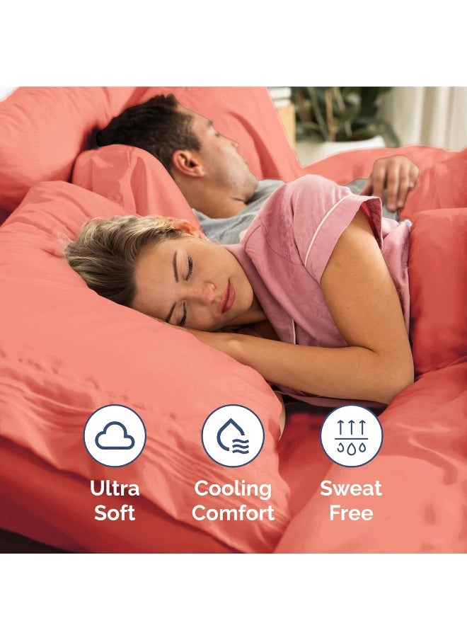 CGK Unlimited - Extra Deep Twin XL Sheet Set - 4 Piece Breathable & Cooling Sheets - Hotel Luxury Bedding Set with 18-24 Inch Extra Deep Pockets - Easy Fit - Super Soft, Wrinkle Free and Comfy - Coral, Twin XL Size - Image 1