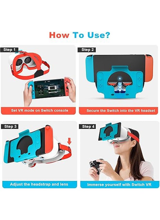 General - Virtual reality glasses for the original Nintendo Switch and Switch OLED model upgrades, virtual reality glasses with adjustable HD lenses and a comfortable headband, lab kit, 3D goggles - Image 1