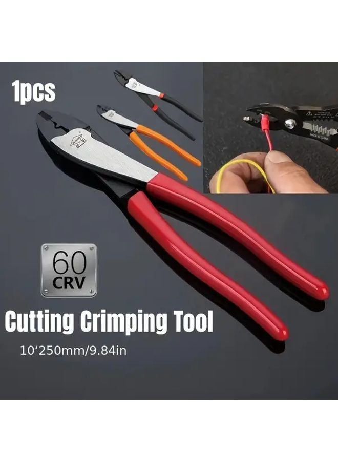10 Inch Red Crimping Tool High Carbon Steel Manual Multi Functional Pliers - Image 2