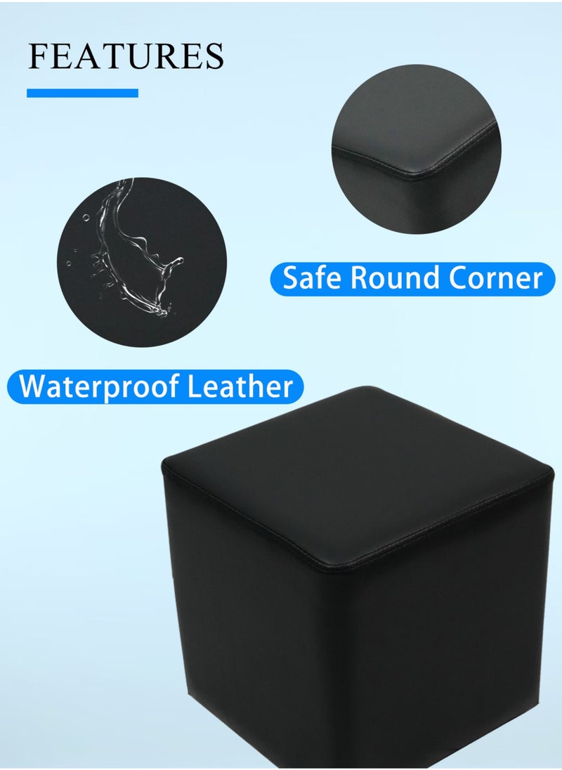 Meishida Foot Rest Ottoman Leather Stool Waterproof Rest Seat Chair for Living Room, Salon, Spa & Barbershop Equipment - Black (29D x 29W x 30H cm)  - Image 3