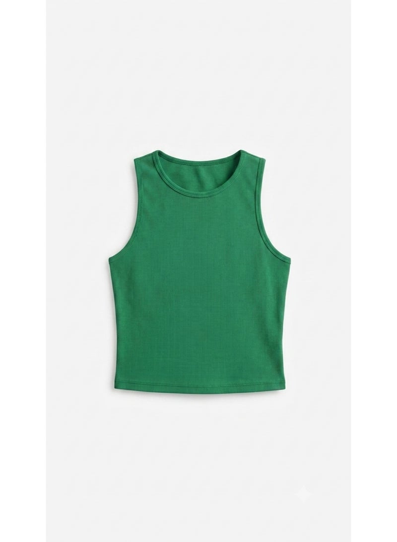 Women's Basic Cotton Rib Crop Top – Sleeveless Everyday Essential – One Size - Image 2