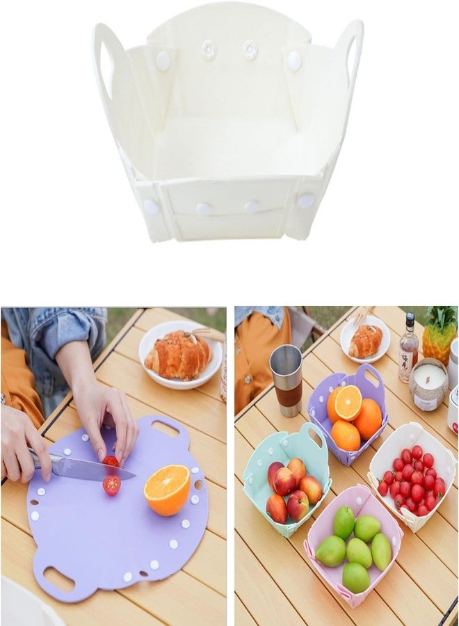 Abhsant Foldable Silicone Plate Travel Plate for Baby Bowl Cup with Snap Fold, Microwave and Dishwasher Safe, Multifunctional Foldable Cutlery for Easy Carrying (White) - Image 5