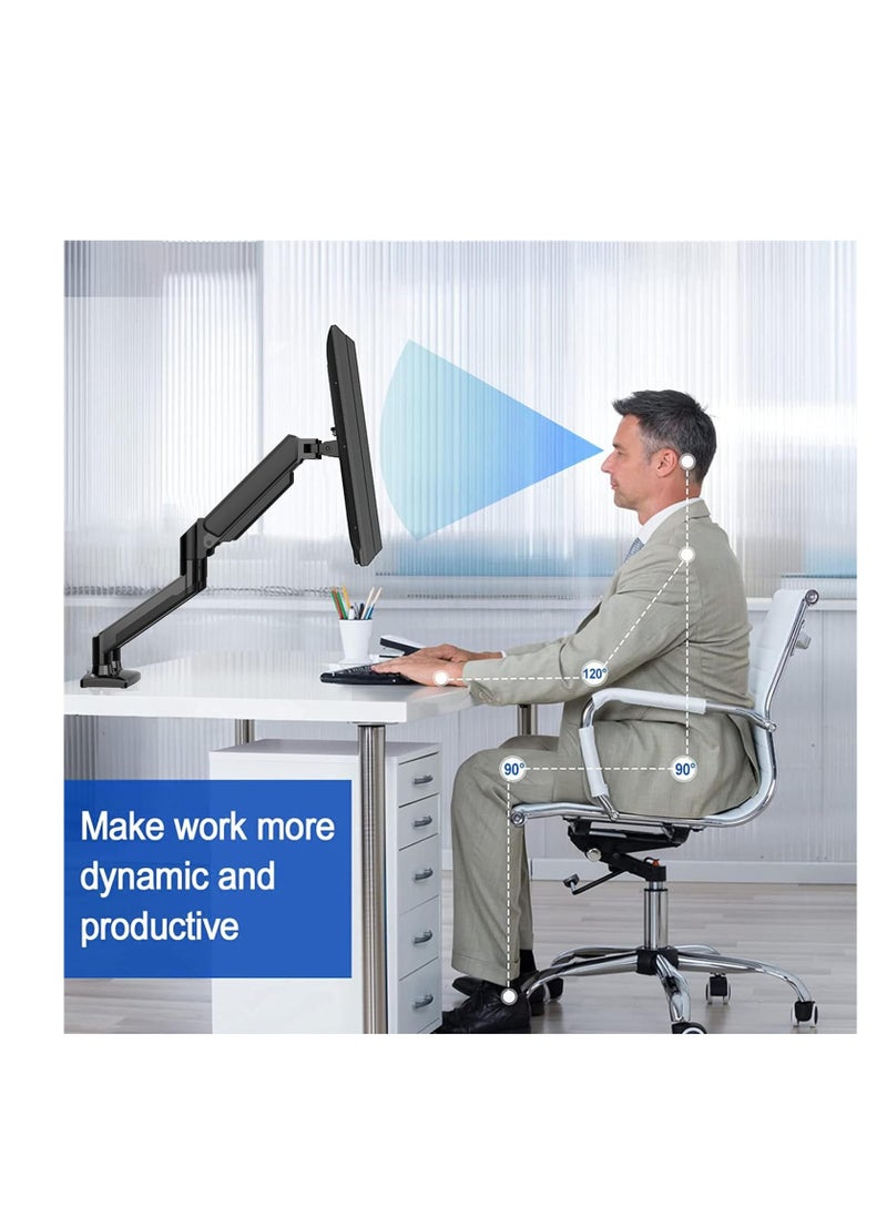ELTRAZONE - Versatile Dual Monitor Mount - Adjustable Gas Spring Arm Stand for Enhanced Workspace Ergonomics - Clamp or Grommet Base - Supports 13 to 32 Inch Monitors" - Image 1