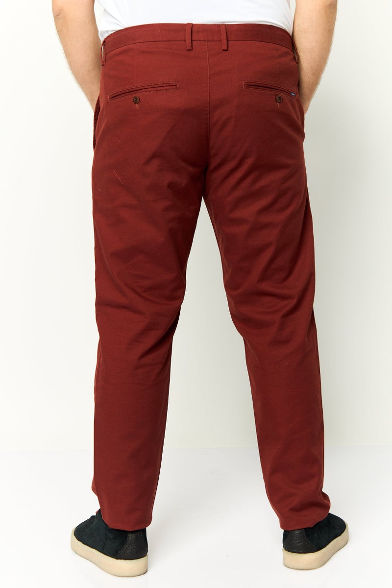 GANT Men Slim Fit Solid Chino Pants, Dark Rust - Image 4