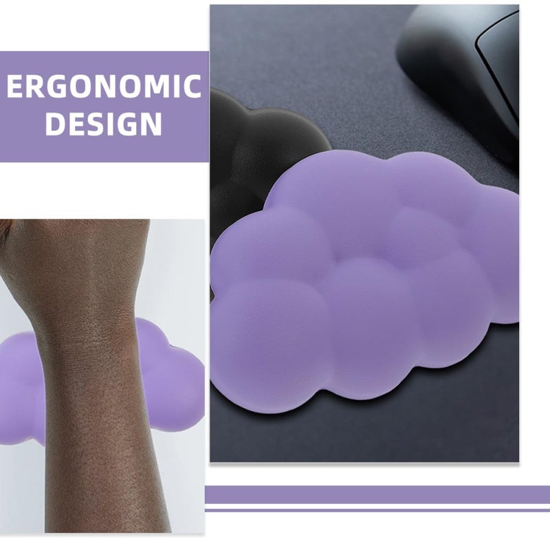 Purple Cloud Keyboard Wrist Pad Set Non Slip Ergonomic Cushion For Wrist Support - Image 5