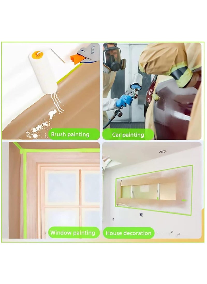 Beauenty Pre Taped Masking Paper for Painting 12M Tape and Drape Painters Paper Paint Adhesive Protective for Covering Skirting Frames Cars and Auto Body 4 Rolls  - Image 4