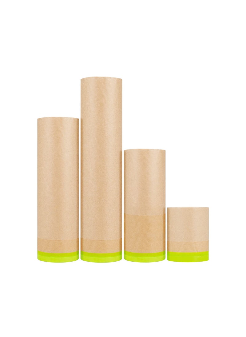 Beauenty Pre Taped Masking Paper for Painting 12M Tape and Drape Painters Paper Paint Adhesive Protective for Covering Skirting Frames Cars and Auto Body 4 Rolls  - Image 1