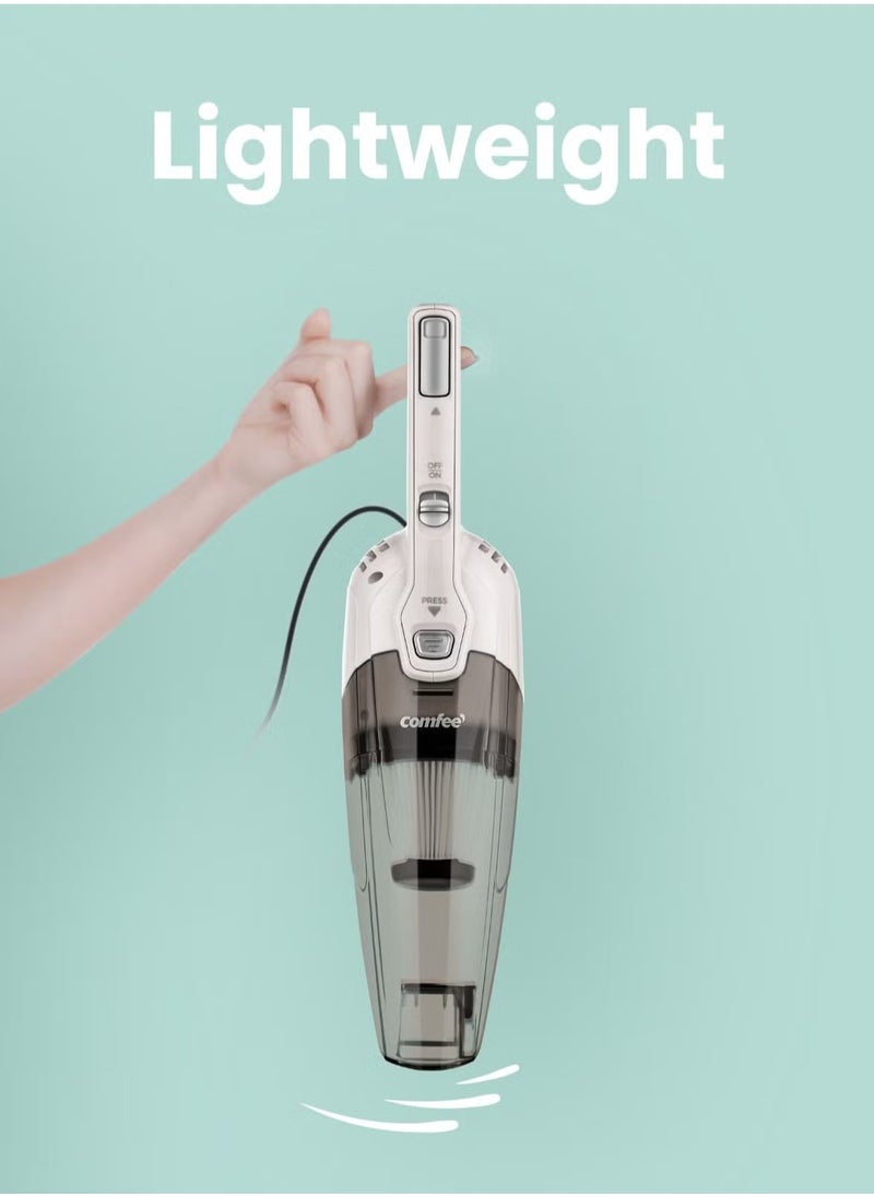 A ZONE Handheld Vacuum Cleaner 3 in 1 Corded Stick Cleaner 5M Long Cord Lightweight Powerful 600W 16000Pa Suction 0.5L Large Capacity Central Filtration System for Car Home Kitchen Hair- White  - Image 4