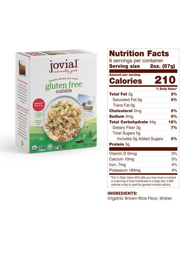 Jovial 100% Organic Gluten Free Brown Rice Mafalda - Mafalda Pasta Noodles, Healthy Pasta, Whole Grain Pasta, Organic Pasta, Gluten Free, Dairy Free, Cooks Firm, Made in Italy - 12 Oz - Image 2