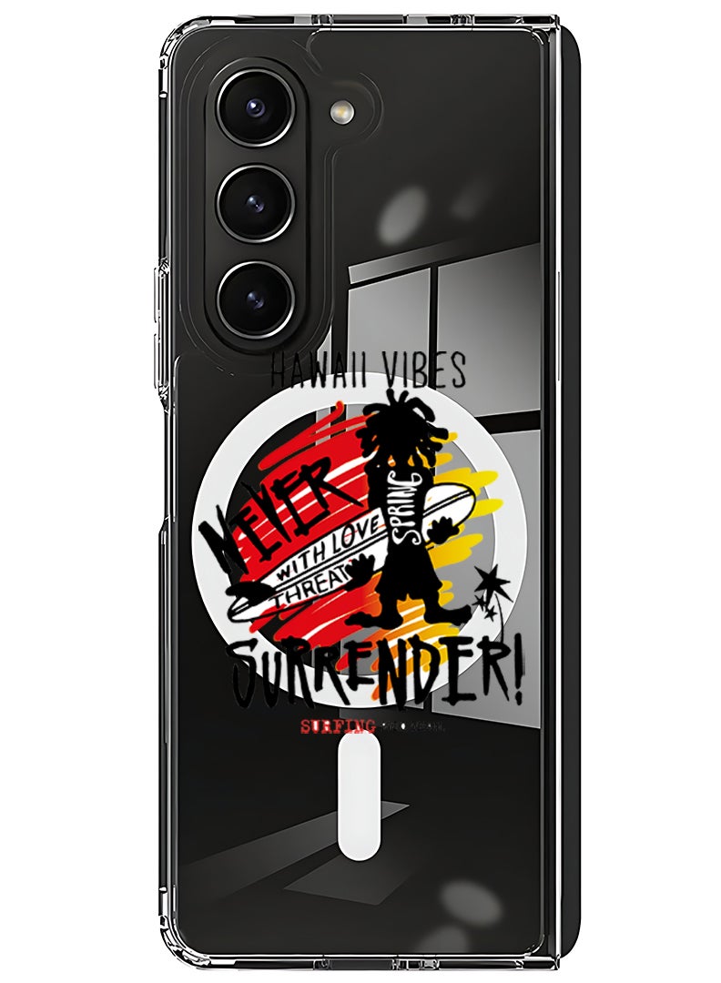 Theodor Magnetic Case for Samsung Galaxy Z Fold 5 Compatible with MagSafe Wireless Charging, Shockproof Phone Bumper Cover Hawaii Vibes - Image 1