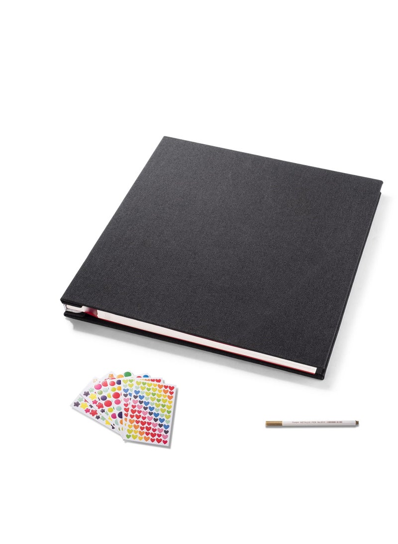 كابتن تيك ألبوم صور ذاتي اللصق 3x5 4x6 5x7 6x8 8x10 8.5x11 11x10.6 ألبوم القصاصات المغناطيسي DIY بطول 11x10.6 بوصة 40 صفحة غطاء كتاني ألبوم صور DIY مع قلم معدني وملحقات DIY (أسود) - Image 1