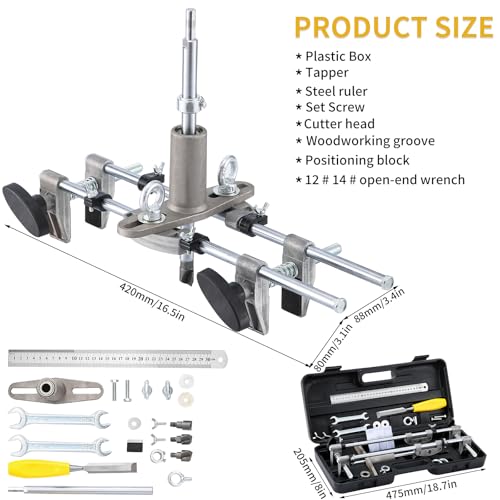GQGP Door Mortise Lock Jig, Door Lock Installation Kit with 18mm 22mm 25mm Tungsten Steel Cutters, Door Lock Hole Opener Kit, Mortising Machine Mortise Jig Lock Mortiser for Carpenter on Wooden Doors - Image 3