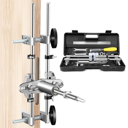 GQGP Door Mortise Lock Jig, Door Lock Installation Kit with 18mm 22mm 25mm Tungsten Steel Cutters, Door Lock Hole Opener Kit, Mortising Machine Mortise Jig Lock Mortiser for Carpenter on Wooden Doors - Image 1