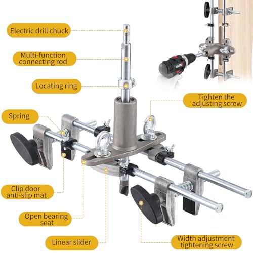 GQGP Door Mortise Lock Jig, Door Lock Installation Kit with 18mm 22mm 25mm Tungsten Steel Cutters, Door Lock Hole Opener Kit, Mortising Machine Mortise Jig Lock Mortiser for Carpenter on Wooden Doors - Image 4