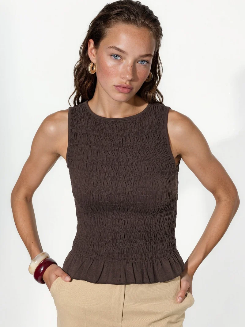 بوسيم BUSEM Textured Frilly Shell Top
