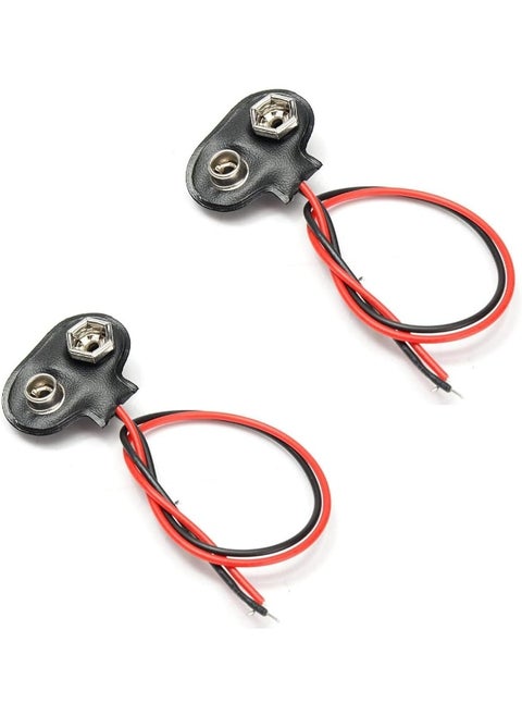 9V Battery Connector Clip With Lead Cord And Wires Holder Secure Power Transfer For Electronics For A Wide Range Of Electronic Projects, Experiments, And Diy Applications (2 Pcs)