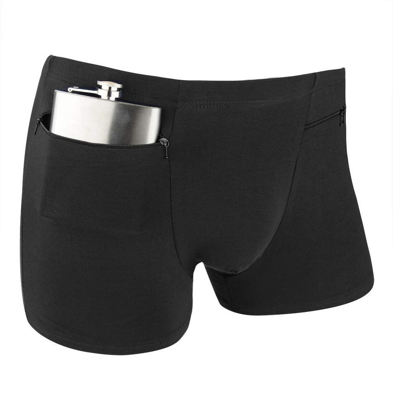 HR H&R Pocket Underwear for Men with Secret Hidden Pocket, Travel Stash Boxer Brief, X-Lager Size 2 Packs (Black) - Image 4