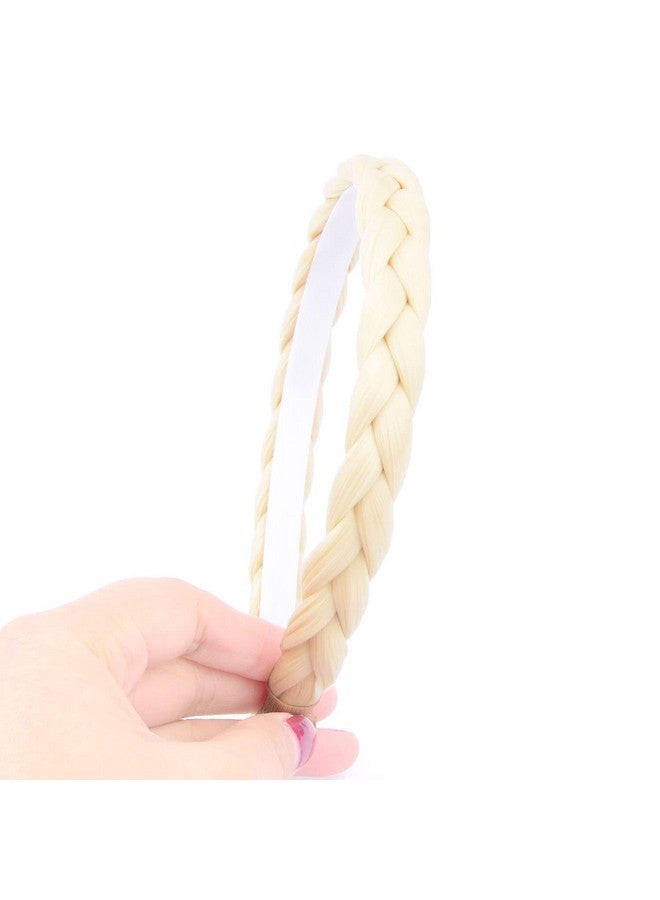 DIGUAN Headband Synthetic Hair Plaited Headband Braid Braided Without Teeth Hair Band Accessories For Women Girl Wide 0.6 Inch (Thinlight Blonde) - Image 3