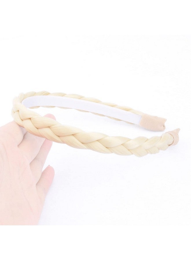 DIGUAN Headband Synthetic Hair Plaited Headband Braid Braided Without Teeth Hair Band Accessories For Women Girl Wide 0.6 Inch (Thinlight Blonde) - Image 2