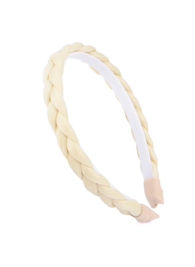 DIGUAN Headband Synthetic Hair Plaited Headband Braid Braided Without Teeth Hair Band Accessories For Women Girl Wide 0.6 Inch (Thinlight Blonde) - Image 1