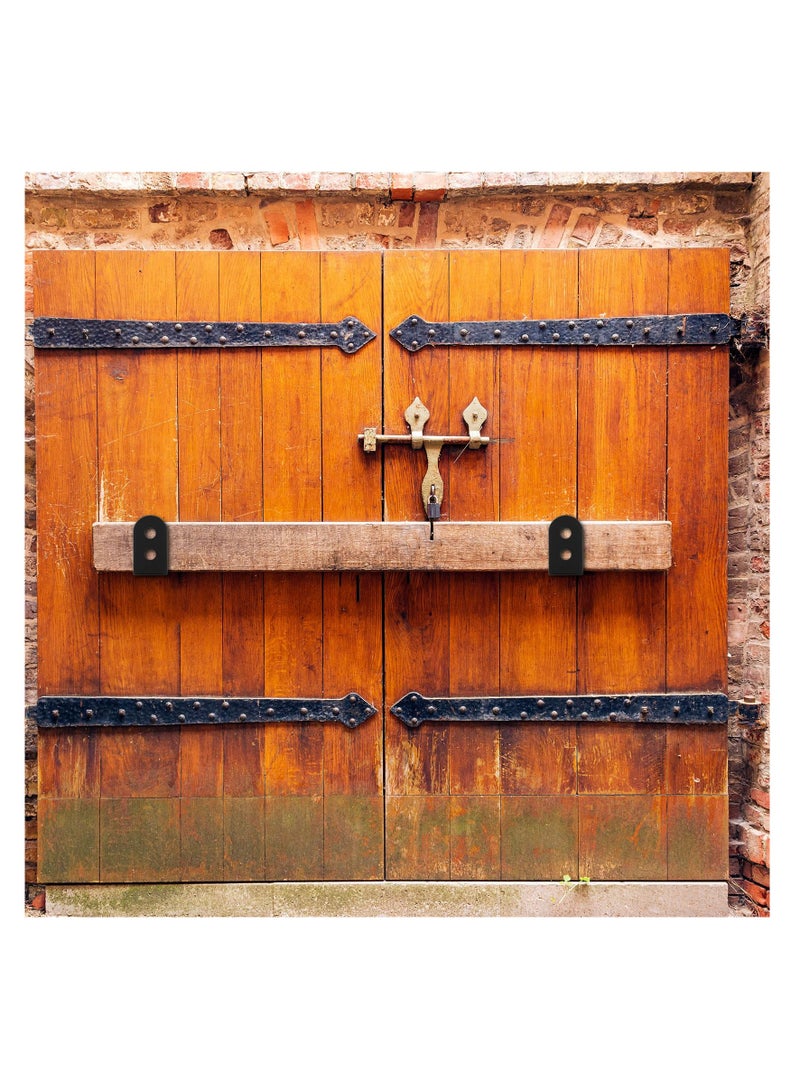 Heavy Duty 2x4 Door Security Barricade Brackets, 2 Pcs U Brackets for Indoor & Outdoor Use, Black Door Holder - Image 2