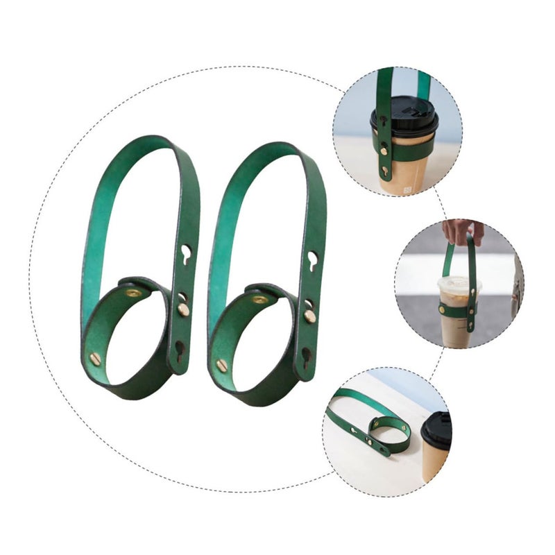 2Pcs Portable Insulated Coffee Sleeve Cup Carrier Lightweight PU Leather Drink Holder - Image 4