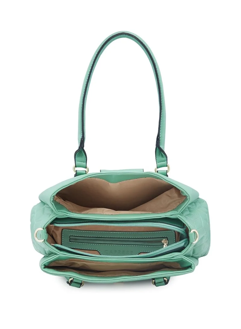 CAPRESE Caprese Sabrina Satchel, Medium- MINT | Solid Designed Shoulder Bag for Women with Adjustable/Detachable Sling Strap | Secure Front Lock | Perfect for Office & Daily Use