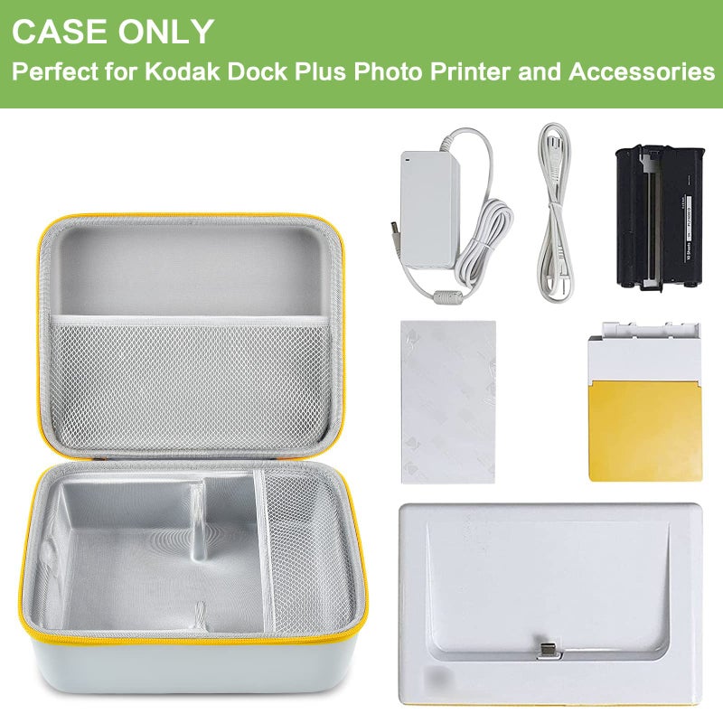 ALKOO حافظة ALKOO لطابعة الصور الفورية KODAK Dock Plus 4PASS (4x6 بوصة)، حاملة تخزين لخرطوشة إعادة التعبئة وورق الصور/ملحقات الشاحن - صندوق فقط (أبيض) - Image 2