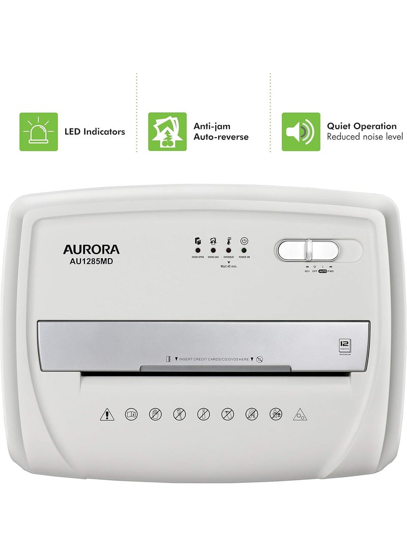 AURORA Aurora AU1285MD Compact DesktopStyle High Security 12Sheet MicroCut Paper and CDCredit CardJunk Mail Pullout Basket Shredder WhiteBlack  - Image 5