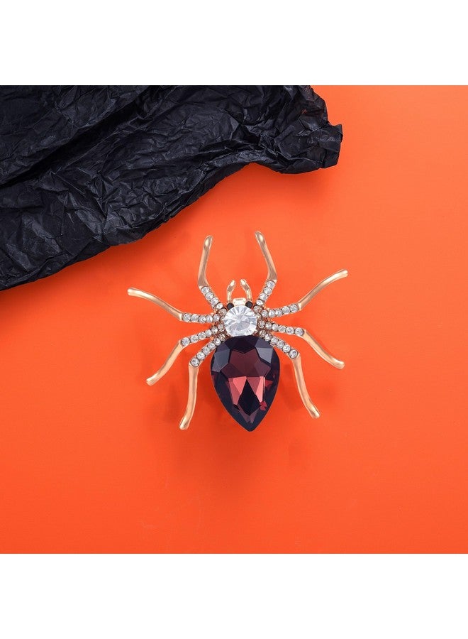 YOQUCOL دبابيس بروش على شكل عنكبوت للنساء بلون ذهبي مع كريستال زيركونيا بني ورينستون - Image 3