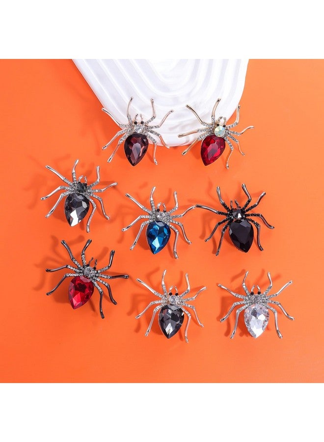 YOQUCOL دبابيس بروش على شكل عنكبوت للنساء بلون ذهبي مع كريستال زيركونيا بني ورينستون - Image 4