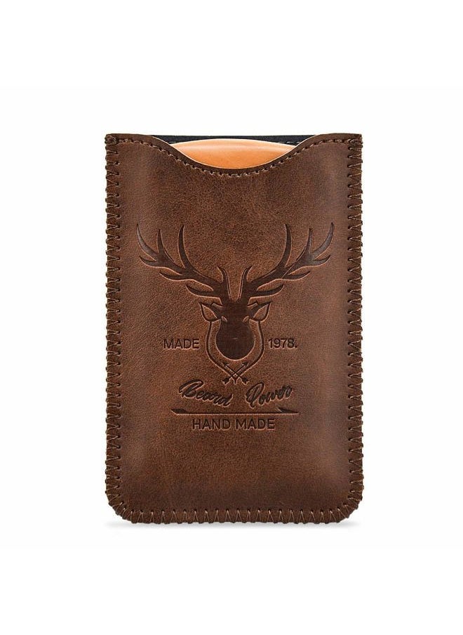 menesia Menesia Wooden Comb with Durable Case - Fine & Coarse Teeth, Pocket Comb for Beards, Mustaches & Hair, Brown Deer Design  - Image 2