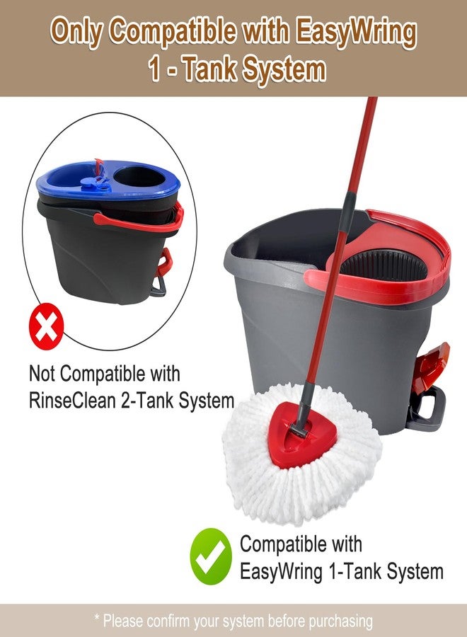 Heuihm 6 Pack Mop Heads Replacements for Ocedar EasyWring 1 Tank, Spin Mop Replacement Head, Include 4 O Cedar Mops Replace Heads, 1 Scrubber Brush and 1 Mopping Base for Cleaning(Not Include Bucket) - Image 2
