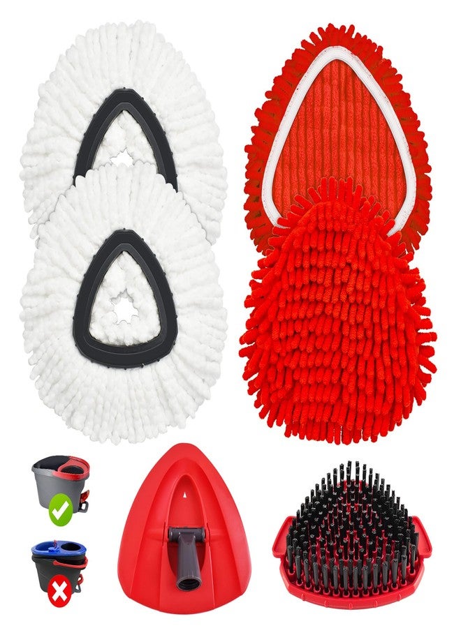 Heuihm 6 Pack Mop Heads Replacements for Ocedar EasyWring 1 Tank, Spin Mop Replacement Head, Include 4 O Cedar Mops Replace Heads, 1 Scrubber Brush and 1 Mopping Base for Cleaning(Not Include Bucket) - Image 1