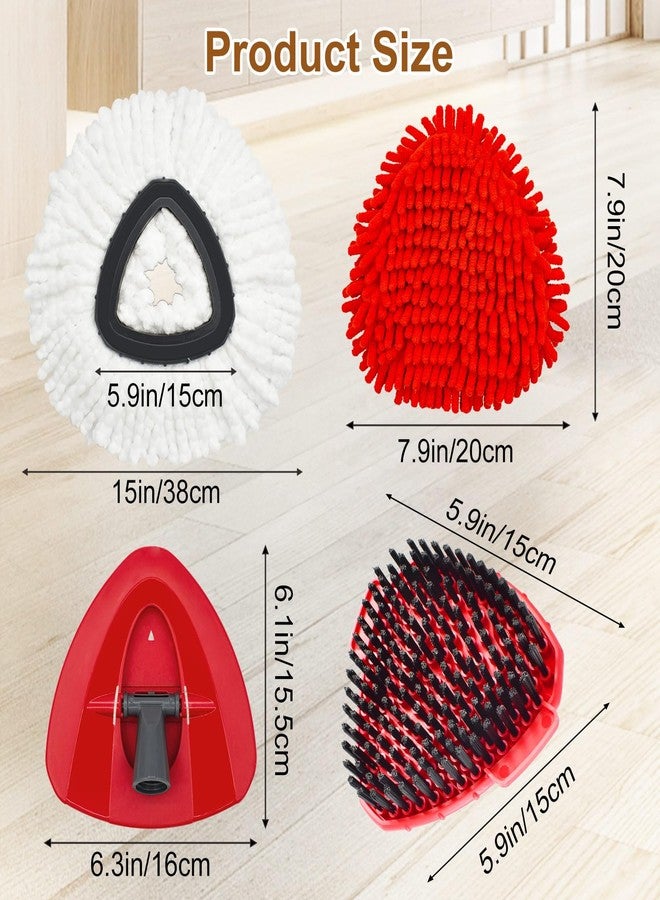 Heuihm 6 Pack Mop Heads Replacements for Ocedar EasyWring 1 Tank, Spin Mop Replacement Head, Include 4 O Cedar Mops Replace Heads, 1 Scrubber Brush and 1 Mopping Base for Cleaning(Not Include Bucket) - Image 3