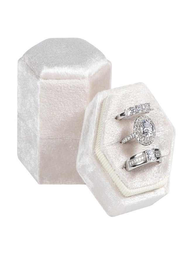 sovia Velvet Ring Box, 3 Slots Wedding Ring Box, Hexagon Engagement Ring Box, Premium Jewelry Ring Box for Proposal Engagement Wedding Day Bridal Photo - Image 1